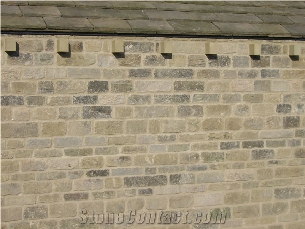 Reclaimed Flat Faced Delph Walling, Yorkshire Coarse Gritstone Sandstone for Building & Walling, Beige Sandstone Uk