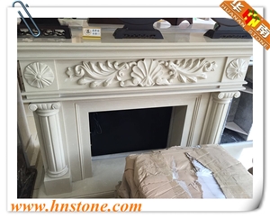 Marble Fireplace,Beige Marble Fireplaces, Turkey Beige Marble Fireplace