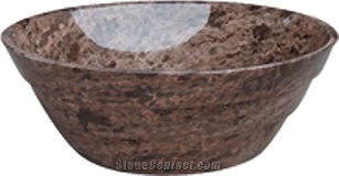 China Brown Marble Round Basin, Brown Marble Sinks & Basins,Bathroom Sinks,Wash Bowls,Wash Basins,Round Sinks,Round Basins, Solid Surface Basin