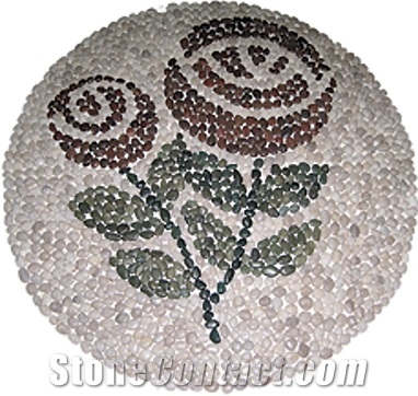 China Multicolor Quartzite Pebble Mosaic Medallion On Net