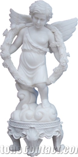 China White Marble Angel Figurines Statue, White Marble Statues,Garden Sculptures,Statues,Handcarved Sculptures,Western Statues,Landscape Sculptures