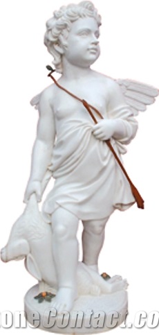 China White Marble Human Statues , Children White Marble Sculpture & Carving Stone Exterior Decoration