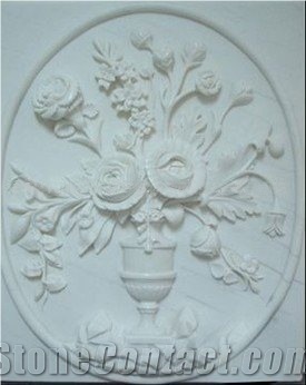 Flower Sculptured Marble Relief