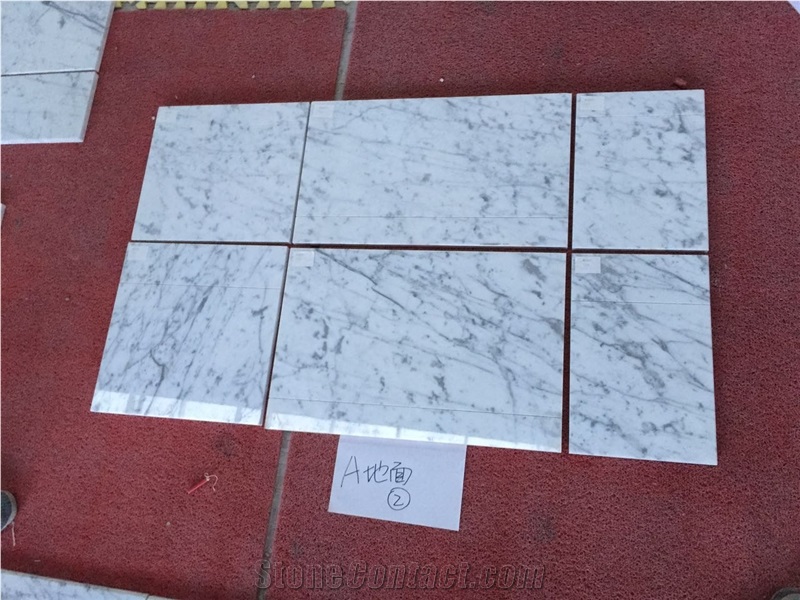 Bianco Carrara Marble Slabs & Tiles - Inspection Photos Of Luxury Apartment Bath Room