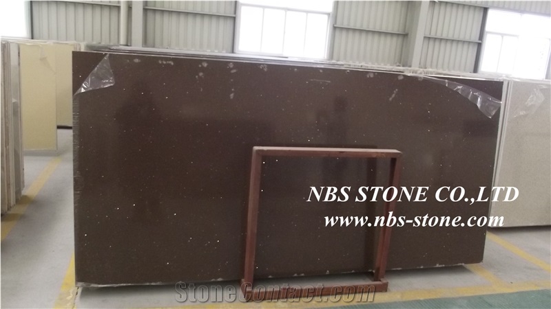 Brown Artificial Stone Slab,China Pure Brown Artificial Stone