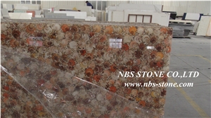 Brown Flower Artificial Stone,China Brown Slabs
