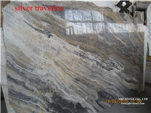 Hot Sale Silver Travertine Slabs & Tiles, Turkey Grey Travertine