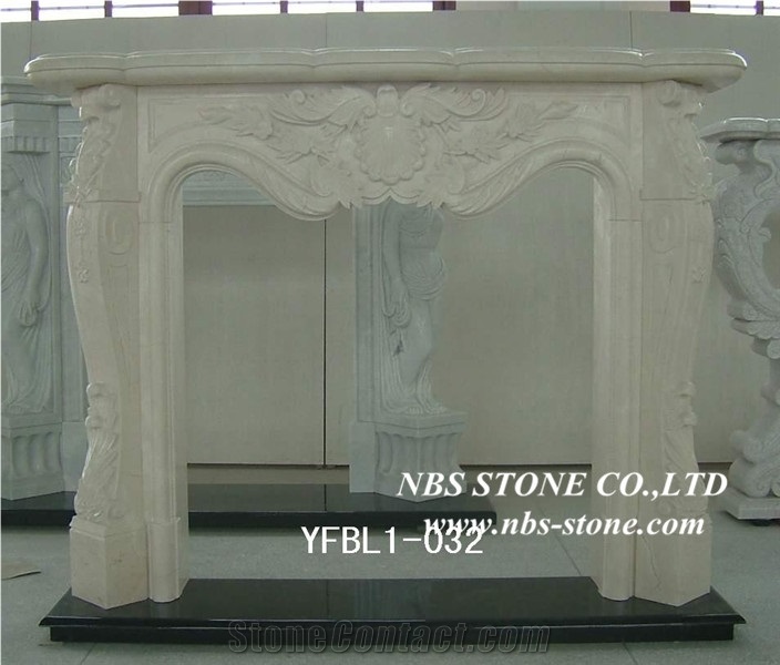 Modern Fireplace Mantel,Western Style Fireplace,China Yellow Marble Fireplace