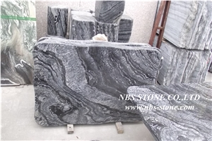 Round Edge Polished Ancient Wood Marble, Kenya Black Marble Table Tops