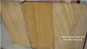 Teak Wood Sandstone Slabs & Tiles,India Yellow Sandstone Tiles