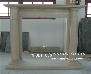 Western Style Fireplace,China Beige Marble Fireplace,Stone Fireplace Mantel