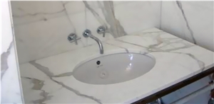 Arabescato Carrara Marble Bathroom Countertops, White Italy Marble Bath Top