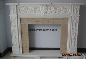 Carved Natural Marble Hearth & Home Fireplace Surround