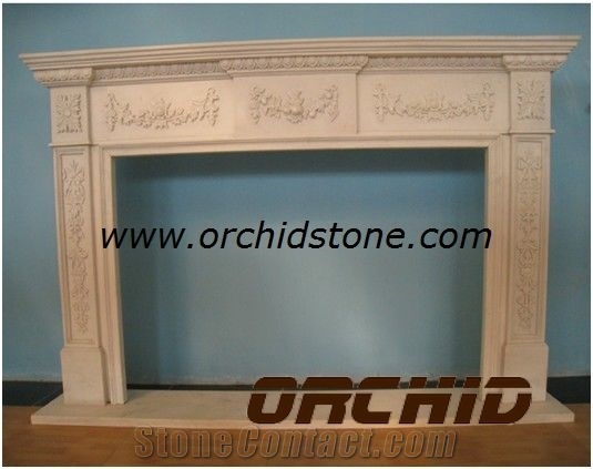 China Beige Marble Decorative Fireplace Mantel