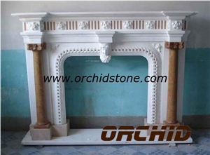 Decorative Natural Stone Hearth & Home Fireplace, White Marble Fireplace