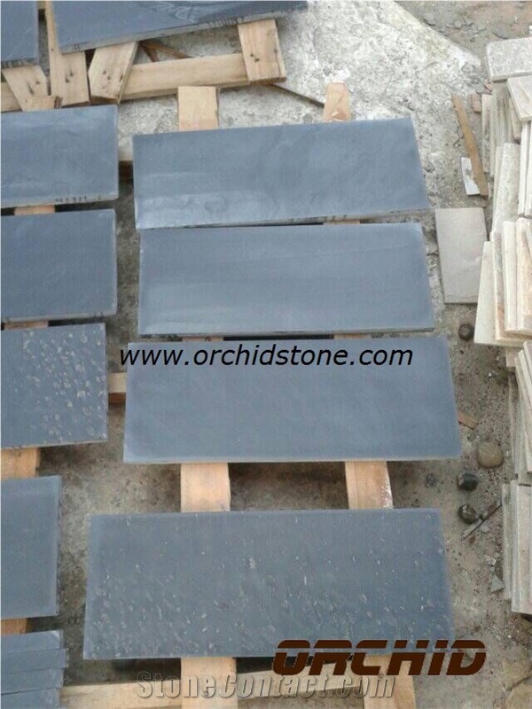 Honed Riven Black Slate Tiles & Slabs, China Black Slate