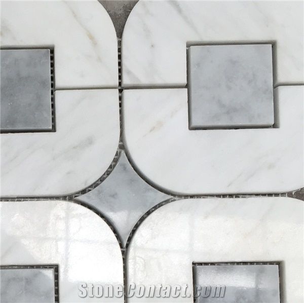 Calacatta Gold Marble Thassos Waterjet Mosaic Tiles,Italy White Marble ...