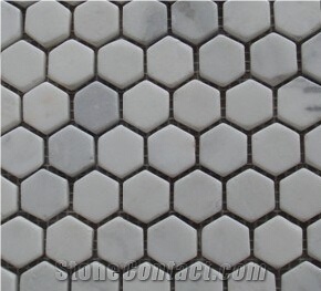 White Marble Hexagon Mosaic Pattern