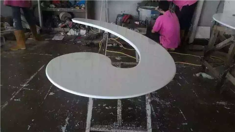 Artificial White Stone Handwork Table Tops,Costom-Made Products,Manmade Stone Table Top Design