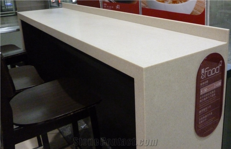 Beige Artificial Stone Countertop, Engineered Stone Kitchen Top, Beige Artificial Stone Kitchen Island Tops