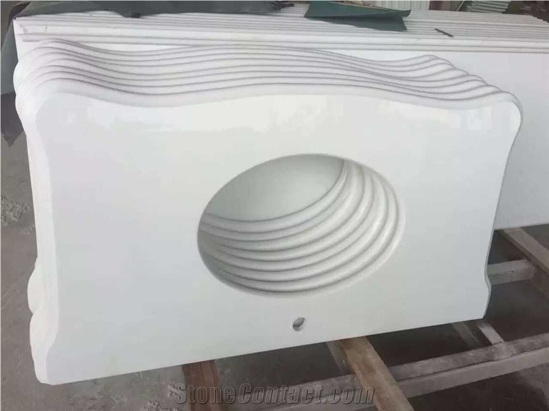 China White Artificial Polished Stone,Hand Works Sign, Polished White Artificial Vanity Top