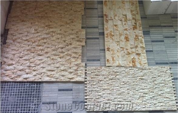 Chinese White Marble+Yellow Marble+Black Marble Split Face Mosaic,Square or Fan Split Face Mosaic