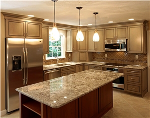 Gold Granite Kitchen Countertops, Gold Granite Kitchen Island Tops, Gold Granite Kitchen Worktops