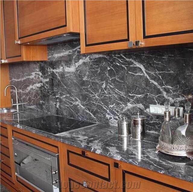 Grigio Carnico Marble Decorated Effect,Gray and White Vein Marble Kitchen Decorated