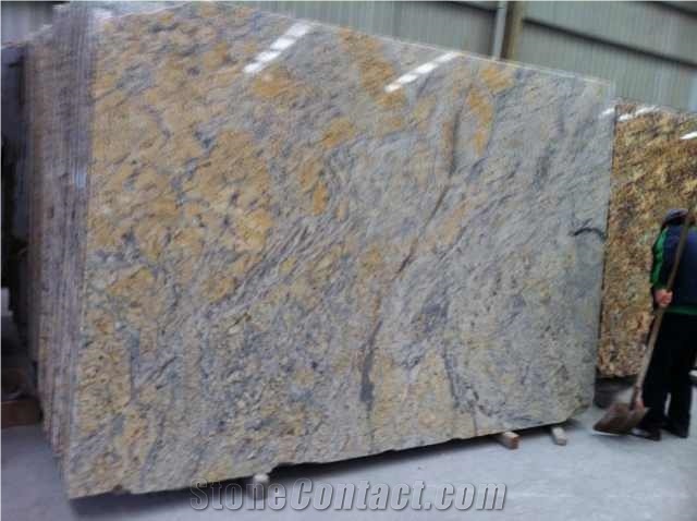 Polished China Golden Crystal Granite Tiles and Slabs ,China Yellow Granite for Walling,Flooring