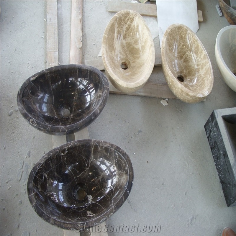 Polished Turkey Emperador Light Marble Bathtub, Round and Oval Polished Bathtubs