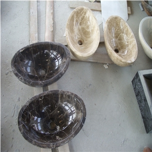 Polished Turkey Emperador Light Marble Bathtub, Round and Oval Polished Bathtubs