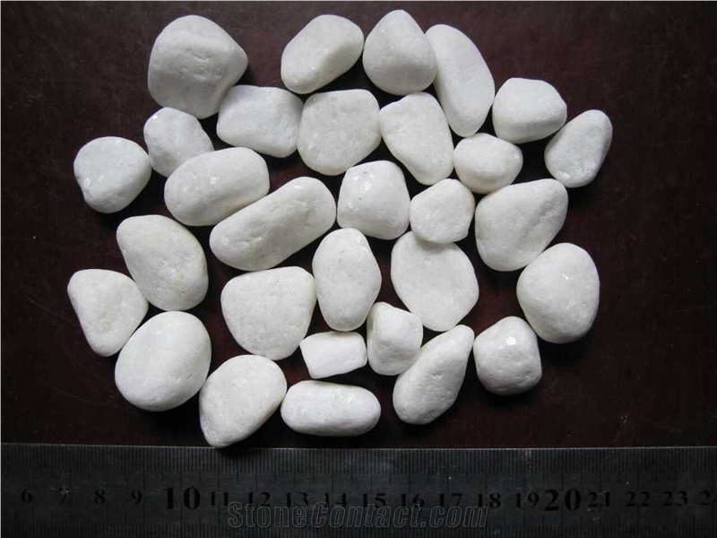 Pure White Granite Pebbles Stone,China 30mm-50mm Polished White Pebble Stones