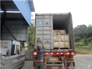 Spray White Granite Tiles,China Grey G377 Granite Tiles Wooden Crates Container Packing