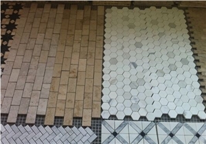 Yellow Marble+Black Marble+White Marble Polished Mosaic,Floor and Wall Mosaic