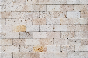 Classic Travertine 200*100*30mm Tumbled Paver Installed in a Brick Pattern