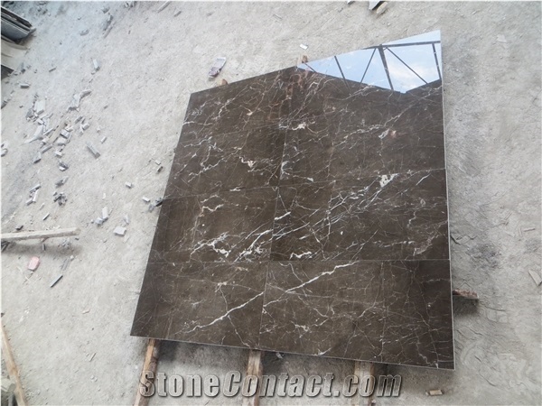 Cheap China Popular Dark Royal Brown Marble Polished Big Slabs & Tiles for Wall and Floor, Skirting, Natural Building Stone with White Line Pattern, Hotel, Villa, Shopping Mall Project Decoration