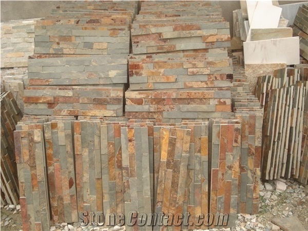 Cheap China Popular Rusty Brown Slate Cultured Stone for Wall Cladding Decor, Loose/Corner/Ledge Stone/Fieldstone for Garden, House Exterior Decoration, Quarry Owner