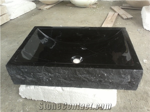 China Cheap Black Marble Nero Marquina Rectangle/Square Bathroom Wash Basins, Sinks, Natural Building Stone, Hotel Toilet Project Decoration