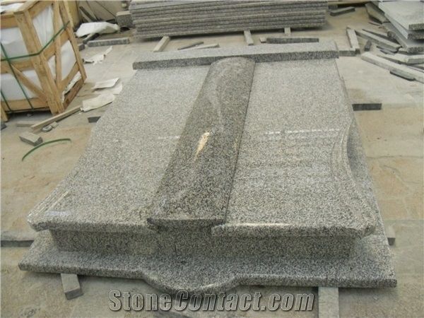 China Cheap Popular G623 /Mountain Silver Light Crystal Grey Granite Polished Tombstones,Headstones, Monuments Of Poland Style for Single and Double, European Engraved Cemetery Funeral Gravestone