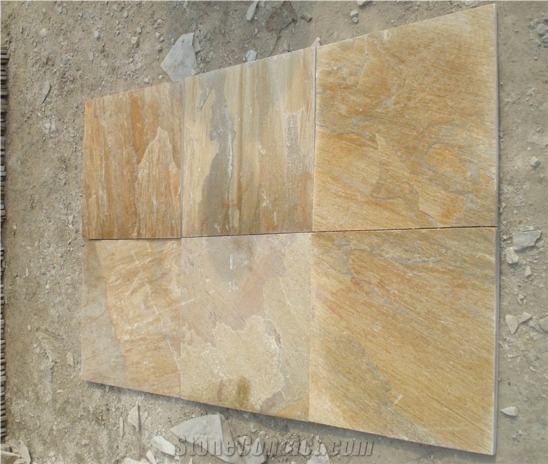 Natural Split Yellow Rusty Slate Tiles & Slabs for Roof, Wall Cladding