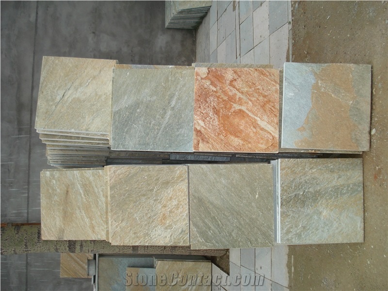 Natural Split Yellow Rusty Slate Tiles & Slabs for Roof, Wall Cladding