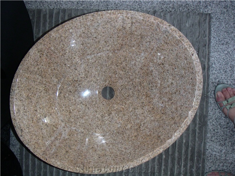 Popular China G682 Rusty Yellow, Sunset Gold Granite Sinks/Oval Wash Basins, Round Shape for Bathroom, Toilet, Competitive Prices Supply, Manufacturer, Natural Building Stone for Interior Decoration