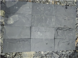 Split Face Stone Black Slate Tiles for Wall Cladding, China Black Cheap Slate Wall & Floor Covering Tiles, Natural Building Stone Wall Decoration, Quarry Owner