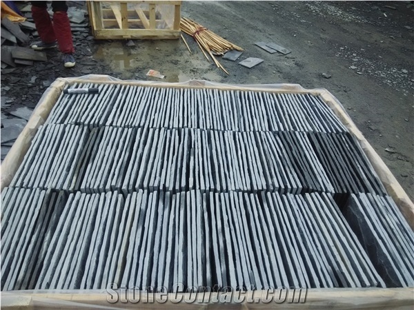 Split Face Stone Black Slate Tiles for Wall Cladding, China Black Cheap Slate Wall & Floor Covering Tiles, Natural Building Stone Wall Decoration, Quarry Owner