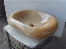 Turkey Popular Cheap Honey Onyx Round Wash Basin/Bowl Sinks for Bathroom, Hotel Toilet Project Use, Natural Building Stone Decoration Vessel Sinks, European Style