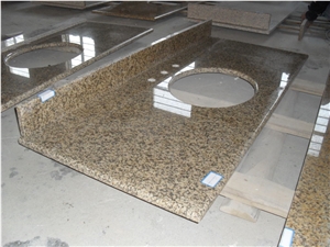 Vietnam Yellow/ Rust Granite Vanities with Drilling Round Sink Hole for Bathroom, Countertops, Custom Tops Designs for Interior Deocration, Natural Building Stone Use for Toilet, Custom Design Factory