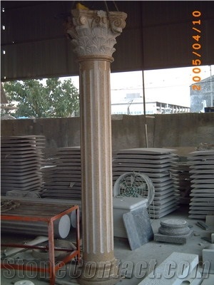Bushed Hammered Granite Roman Columns White Pillar Stone