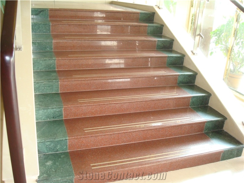 Carmen Red Granite Chinese Polished Granite Stair Riser Steps Nature Stone