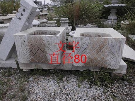 China Brown Granite Carving Flower Pot,Exterior Decoration,China Granite,Wholesaler,Quarry Owner-Xiamen Songjia