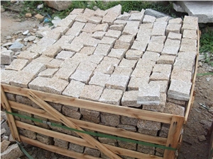 China G682 Yellow Granite Cube Stone Finished Brush Hammered,For Floor Covering,Outdoor Paving,Qholesaler,Quarry Owner-Xiamen Songjia